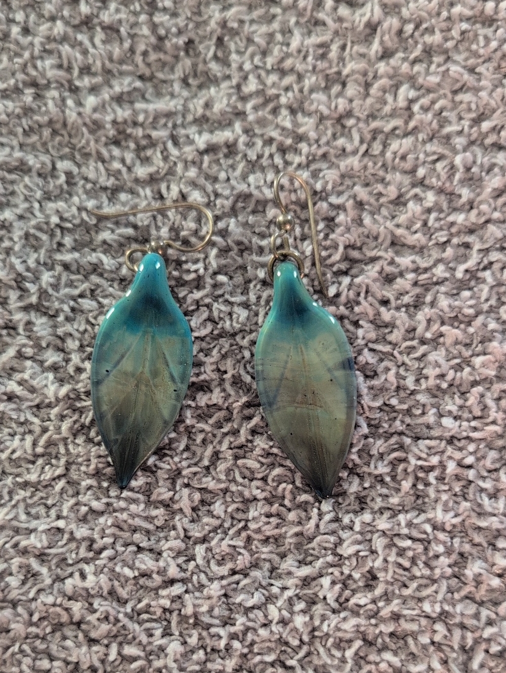 Handcrafted Glass Blown Leaf Drop Earrings